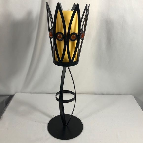 Partylite black metal large candle holder 17” tall